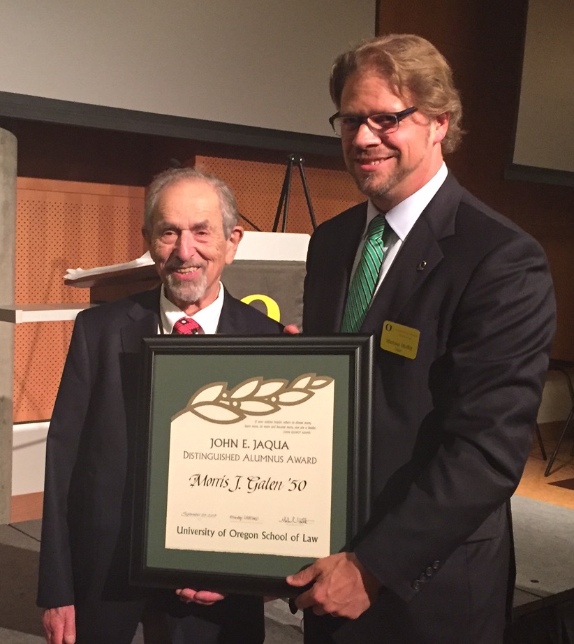 Morris Galen Receives the Jaqua Distinguished Alumnus Award